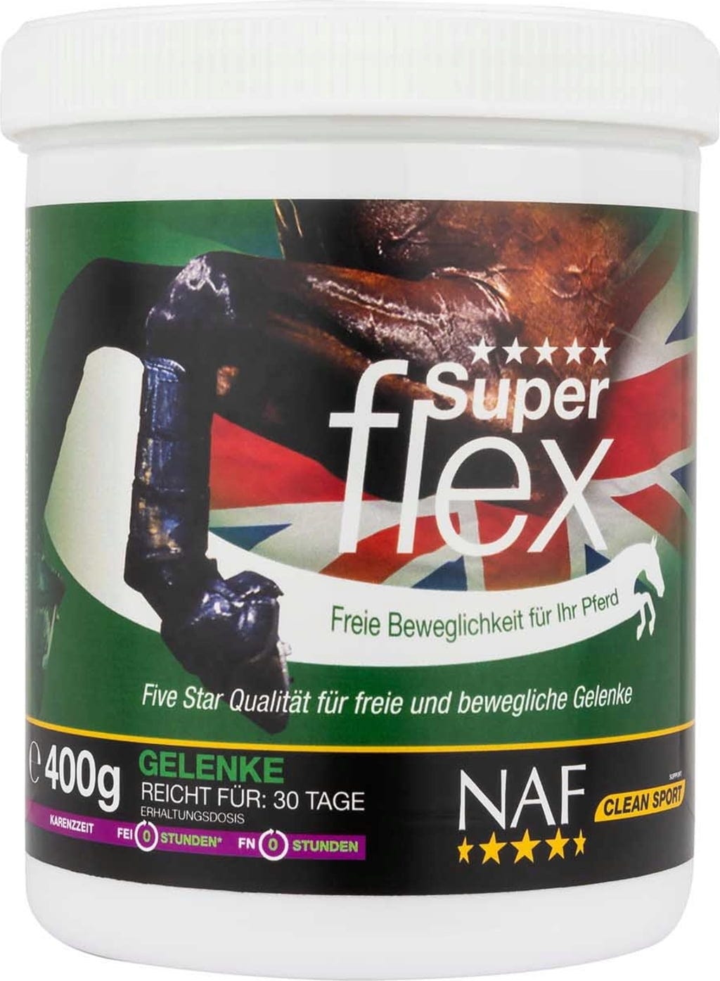 Хранителна добавка на прах за коне, за сухожилия и стави NAF Superflex 400 г.